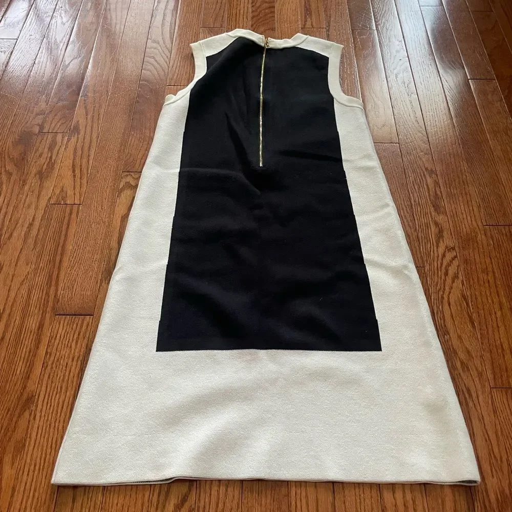 Kate Spade Black and White Knit Sleeveless Shift Dress Sz Small